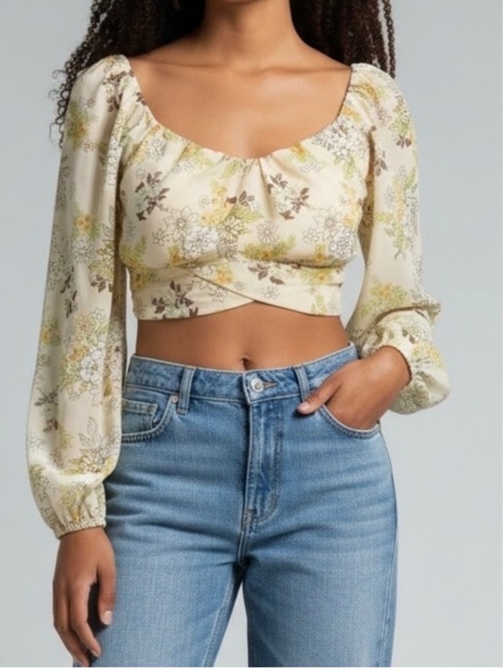 Madden NYC Floral Tie-Back Boho Crop Top, Cottagecore, EUC, Jr. Small